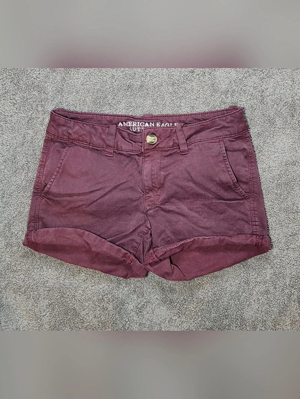 Burgundy American Eagle Twill Low Rise Shorts